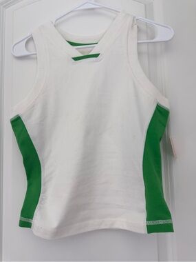 Free People White Tank Top with Green Side Panels